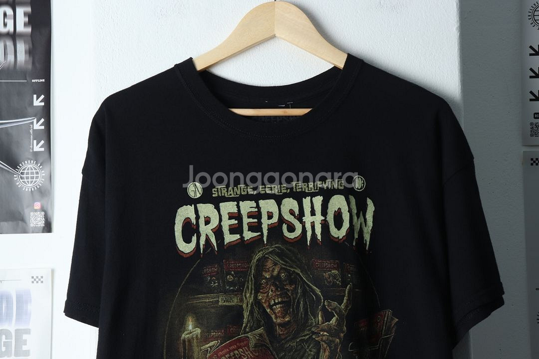(L-XL) 브랜드빈티지 반팔 티셔츠 블랙 락티--2
