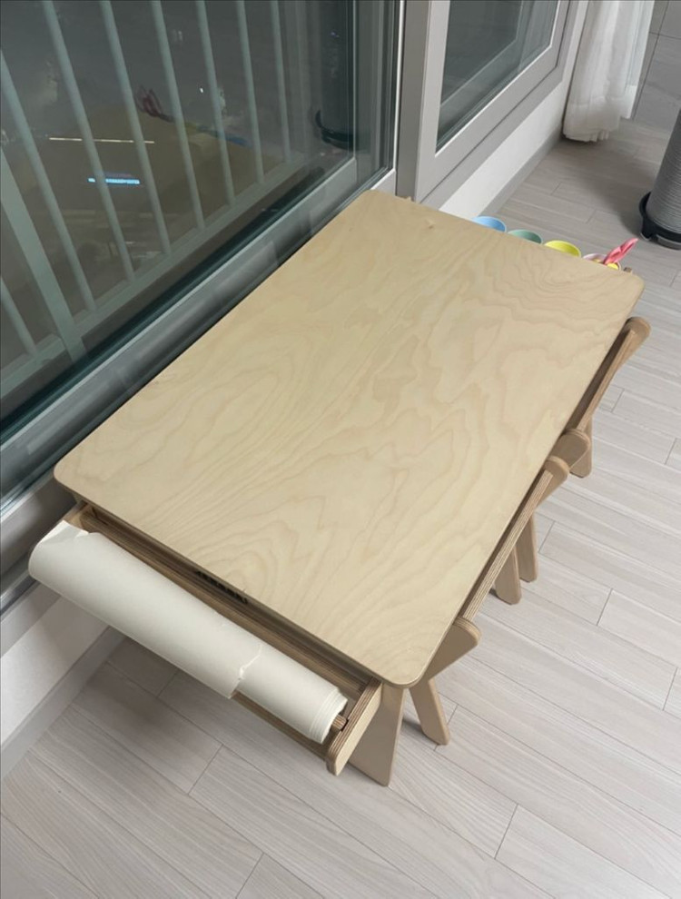 제이디우드 유아 책상 의자 세트 2인용--2