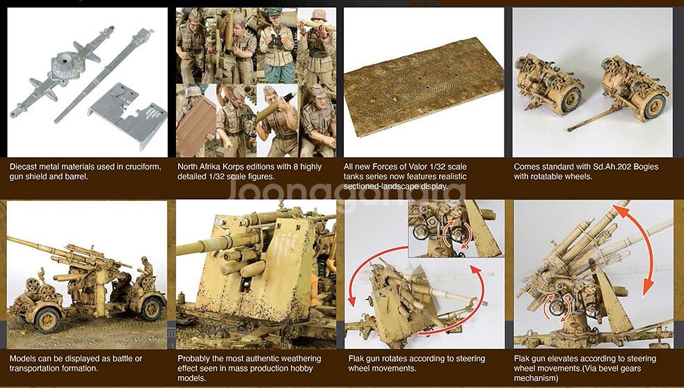 1/32 GERMAN 88mm FLAK GUN 피규어--2