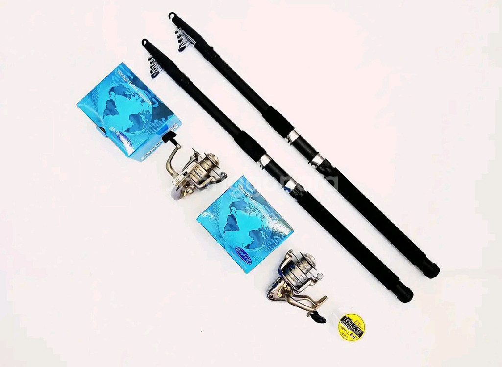 원투낚시대3.9m 2대+6000번릴2대+원줄--0