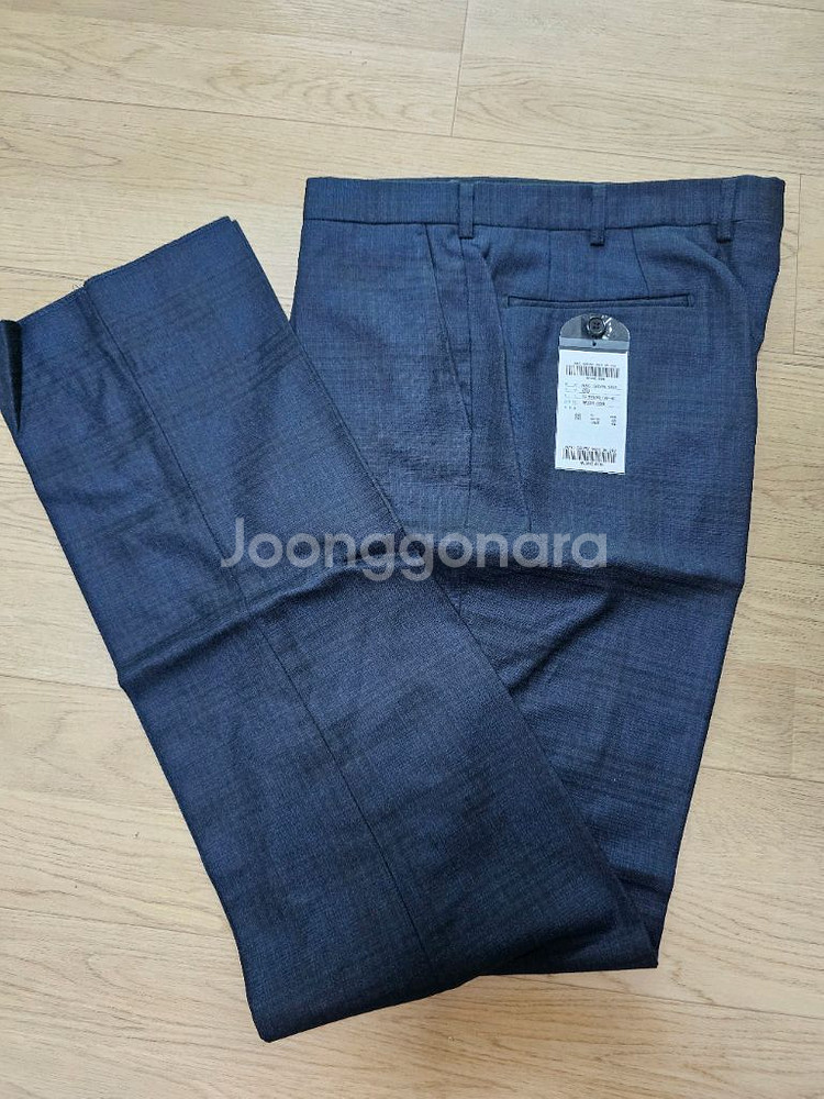 남성 정장 바지 순모 체크네이비 36 춘추복 새상품--0