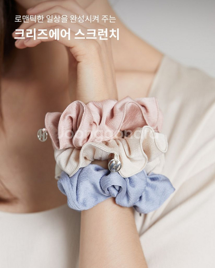 새상품 [허비쉬] 헤어 스크런치 헤어밴드 페일 피치--3
