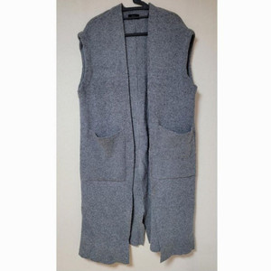 롱 니트 조끼 가디건 그레이