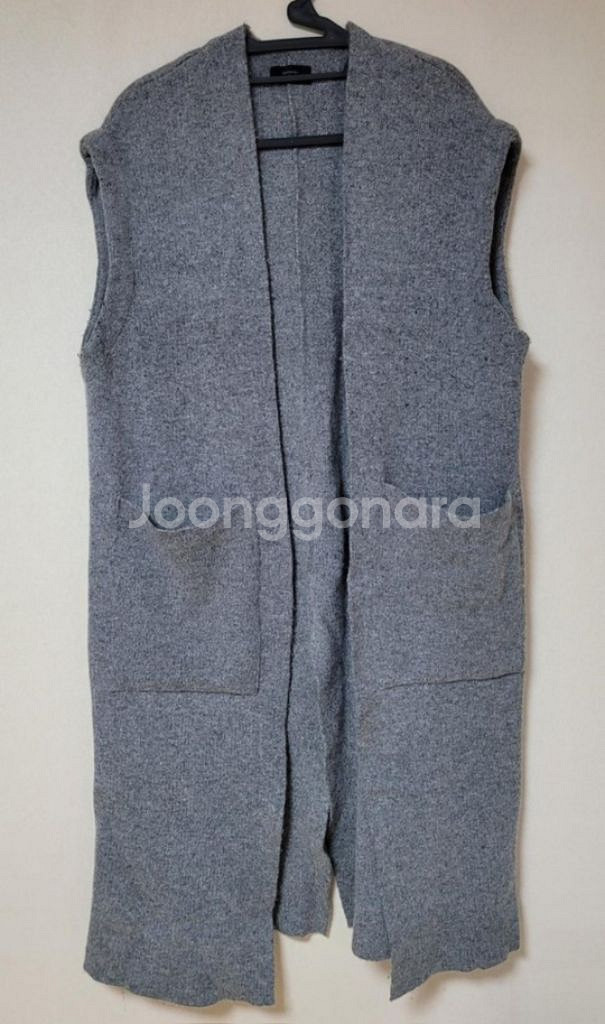 롱 니트 조끼 가디건 그레이--1
