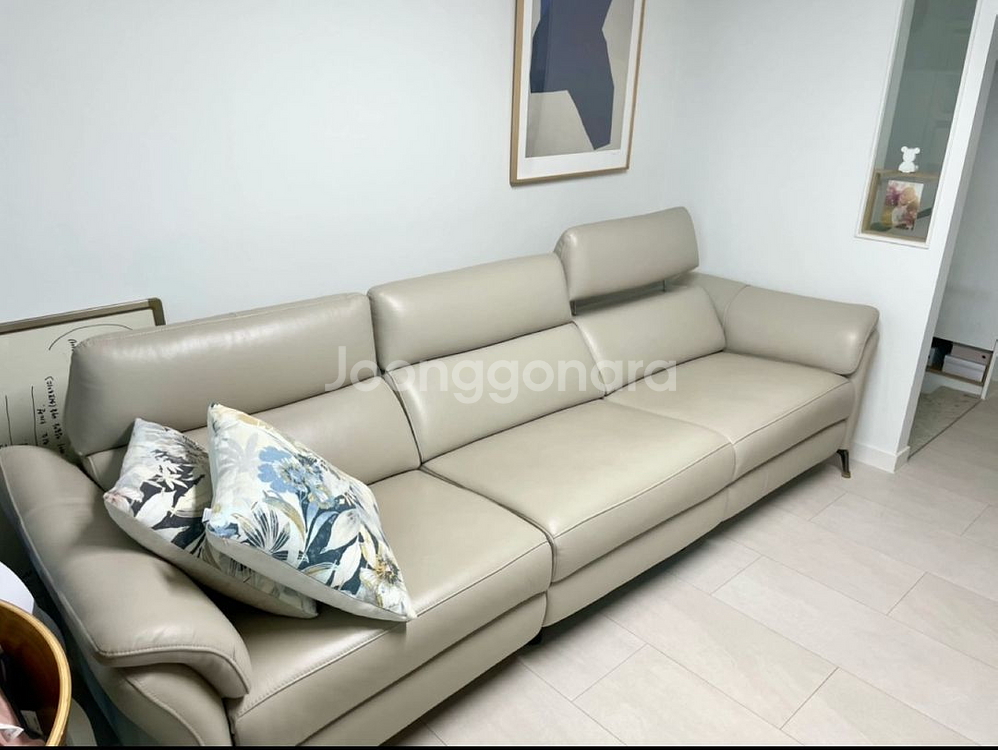 한샘 프리미엄 4인 리클라이너 가죽소파 2890mm 상--0