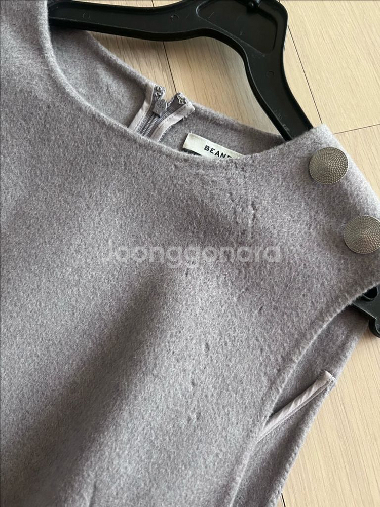빈폴레이디스 울 캐시미어 핸드메이드 벨트 조끼 원피스--5