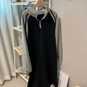 하프 집업 롱 원피스 맨투맨 배색 넥 카라