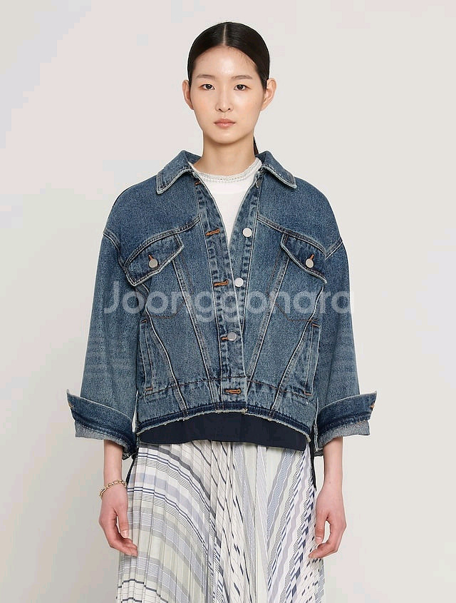 구호(KUHO) 여성 오버사이즈 데님 트러커 자켓 블루--0
