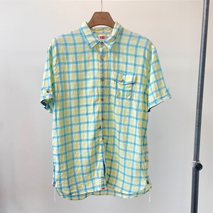 (L) Levis 리바이스 린넨 코튼 체크 반팔 셔츠