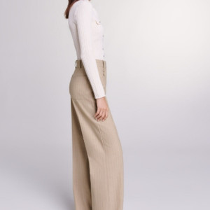 마쥬 maje 백밴딩 베이지 와이드 슬랙스 팬츠 36