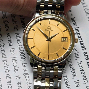 오메가 드빌 프레스티지 샴골판 18k골드콤비 싱글데이트