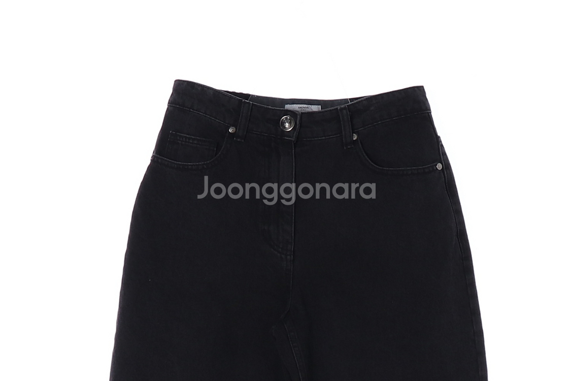 [XS]오브제 블랙진 와이드 맘핏 데님 진 청바지--1