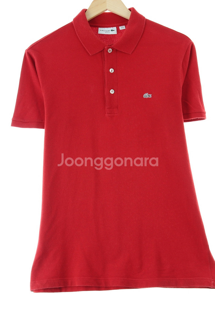 (M-L) 라코스테 반팔 카라 티셔츠 레드 올드스쿨--0