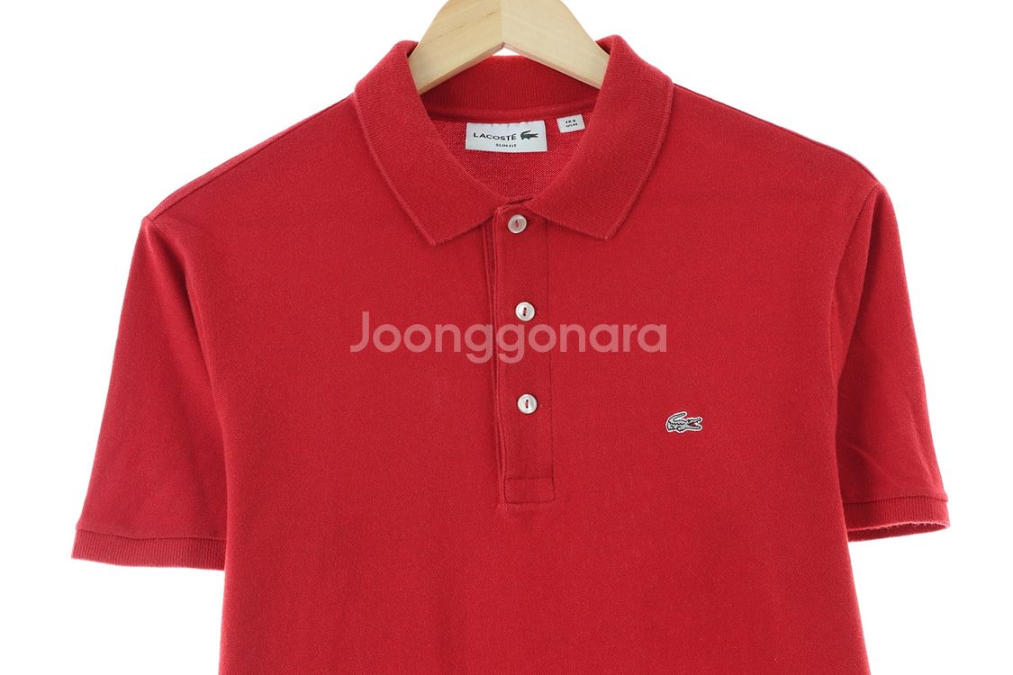 (M-L) 라코스테 반팔 카라 티셔츠 레드 올드스쿨--1