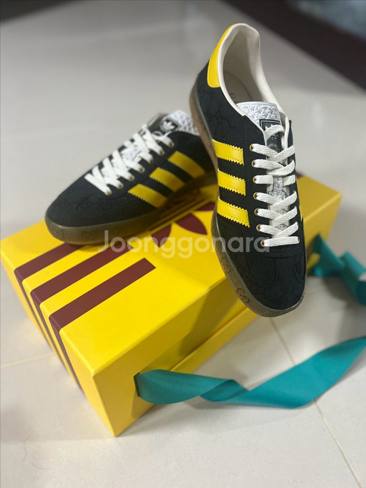 구찌 아디다스 가젤 블랙 오리지널 GG 캔버스--0