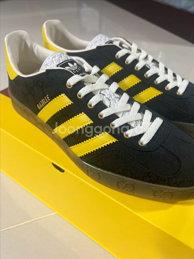 구찌 아디다스 가젤 블랙 오리지널 GG 캔버스--2