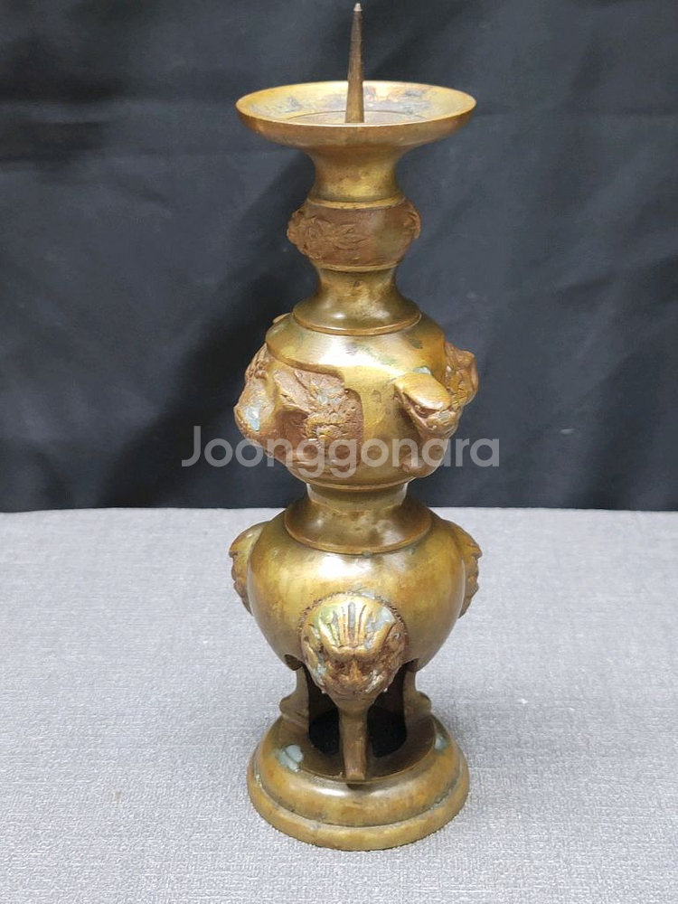 황동 삼족 촛대 통동급--8