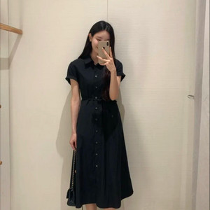 시에 도아 스트랩 셔츠 드레스 블랙 s 새상품
