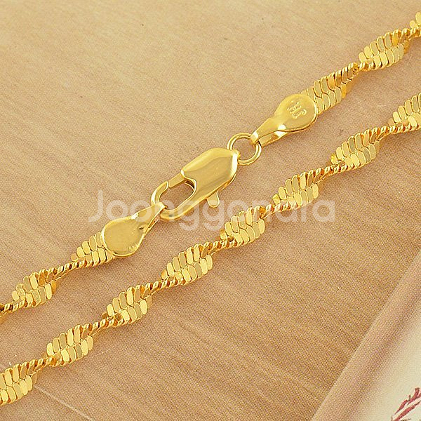 새 18K 36CM 14인치 꼬임줄 목걸이 골드 파일--3