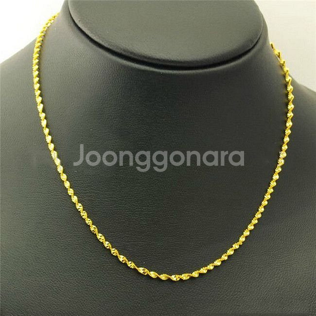 새 18K 36CM 14인치 꼬임줄 목걸이 골드 파일--4