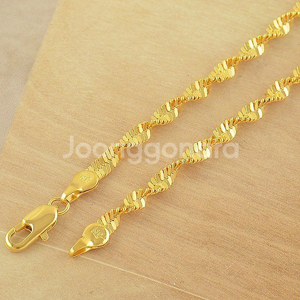 새 18K 36CM 14인치 꼬임줄 목걸이 골드 파일--2