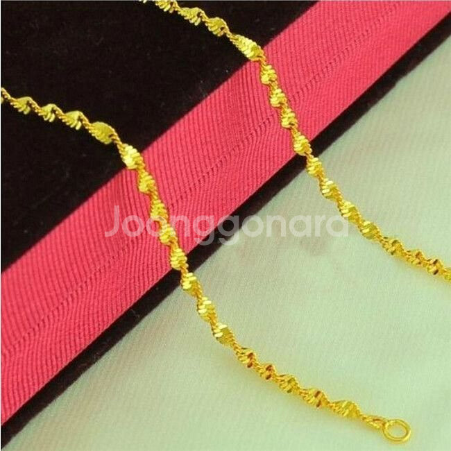 새 18K 36CM 14인치 꼬임줄 목걸이 골드 파일--6
