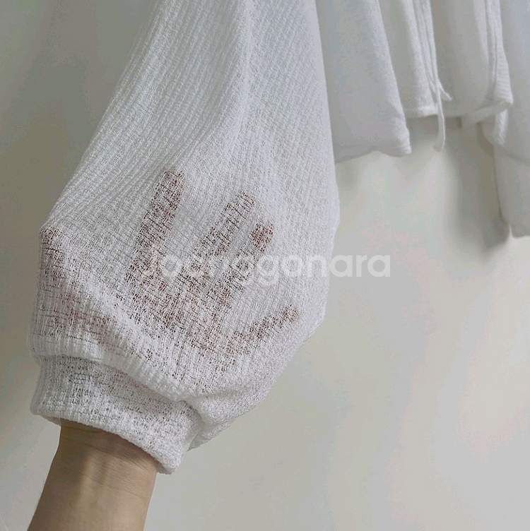 식스앤드 벨라 린넨 리본 볼레로 그레이--3