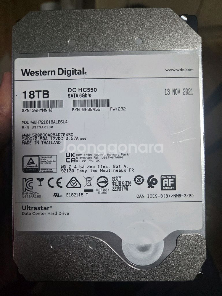 웨스턴디지털 18tb hdd 4개 팝니다.--0