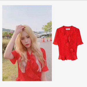 레이브 레드 도트 블라우스