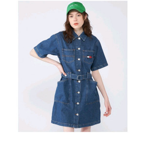 타미힐피거 데님 벨트 워커 셔츠 원피스