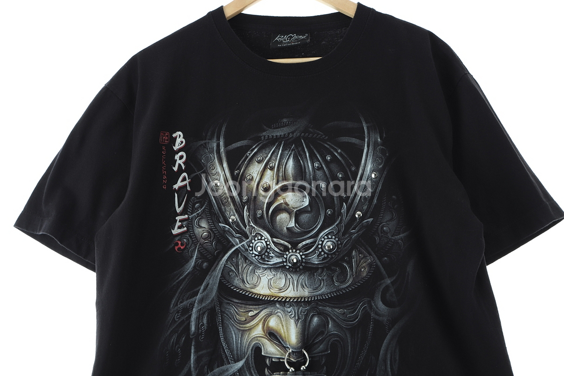 (L-2XL) 브랜드빈티지 반팔 티셔츠 락티 블랙--1