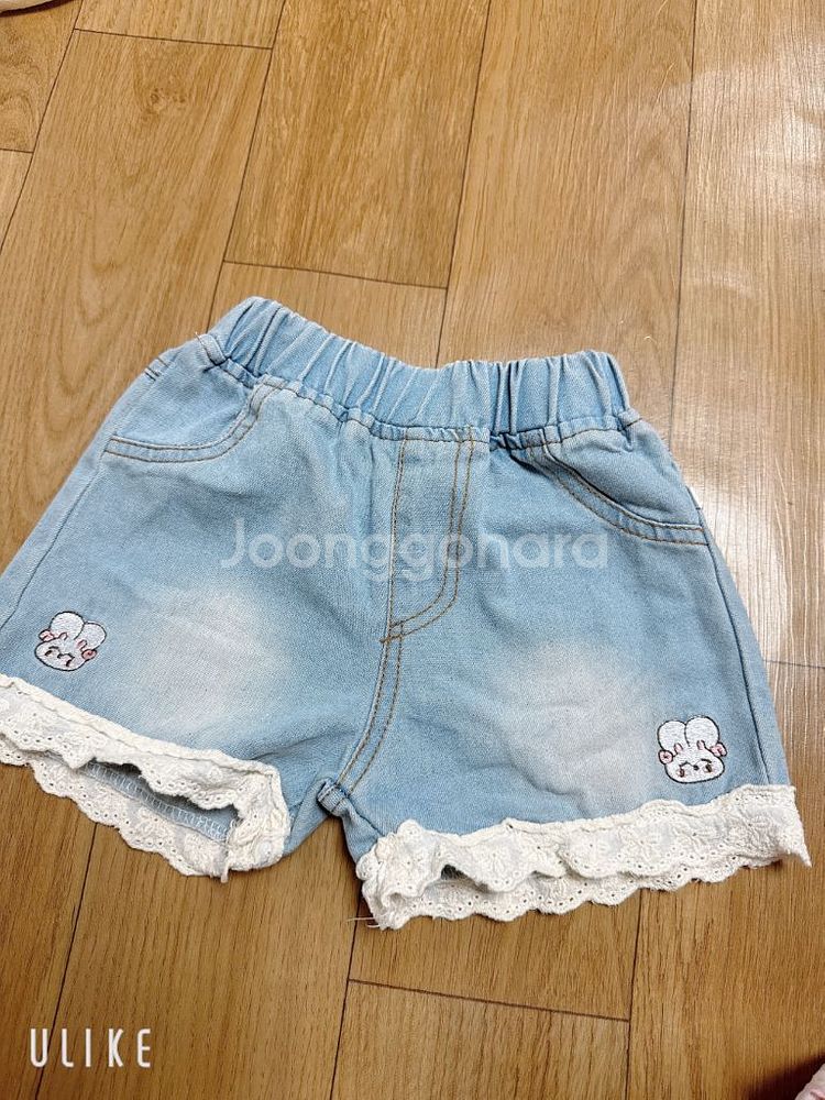 유아 레이스 데님 반바지 새상품 90--0