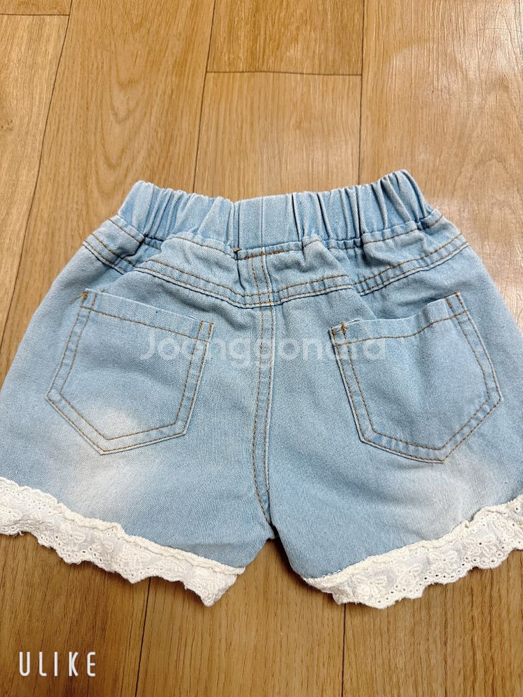 유아 레이스 데님 반바지 새상품 90--1