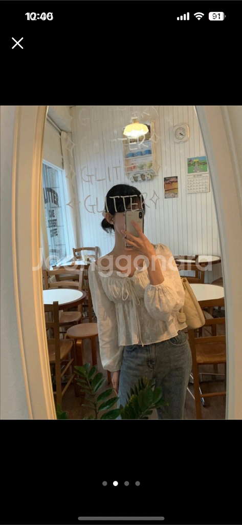 셔링 리본 블라우스/릴리코츠 시예 모도마켓 타낫--1