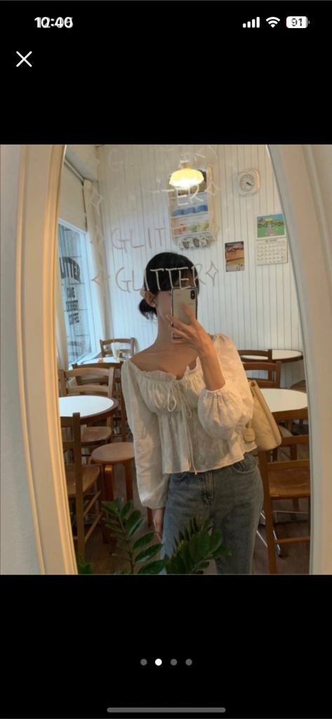 셔링 리본 블라우스/릴리코츠 시예 모도마켓 타낫--1