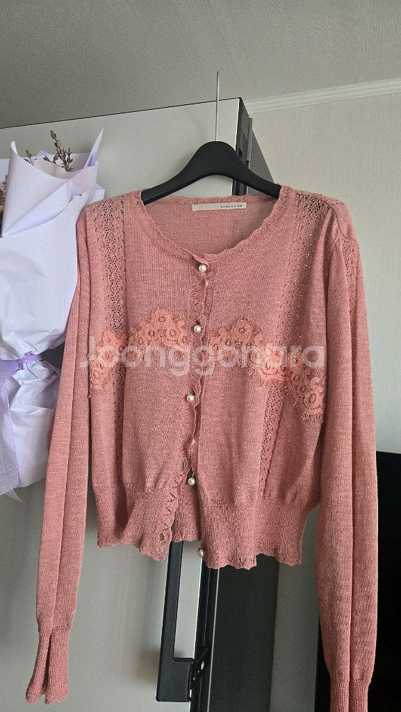 레니본 딸기우유 가디건--1