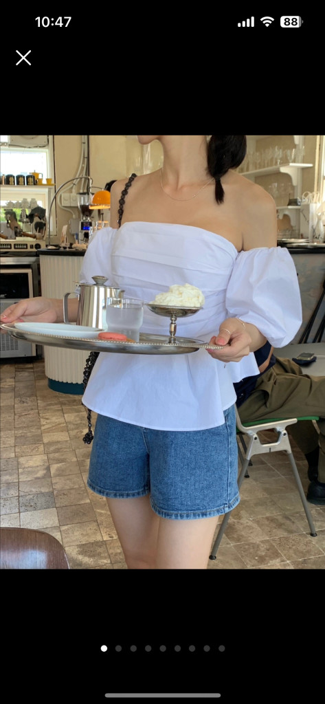 퍼프 오프숄더 블라우스--0