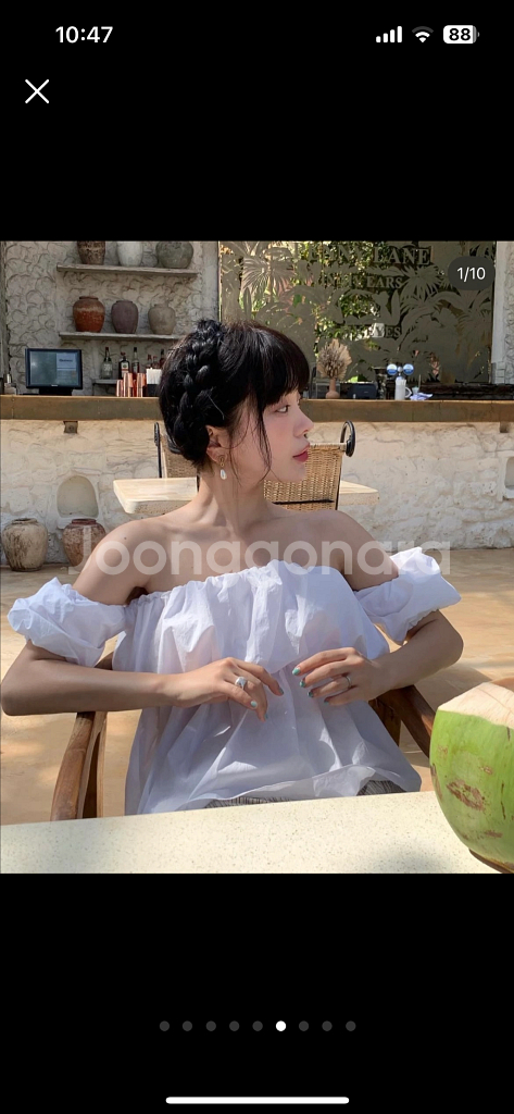 퍼프 오프숄더 블라우스--5