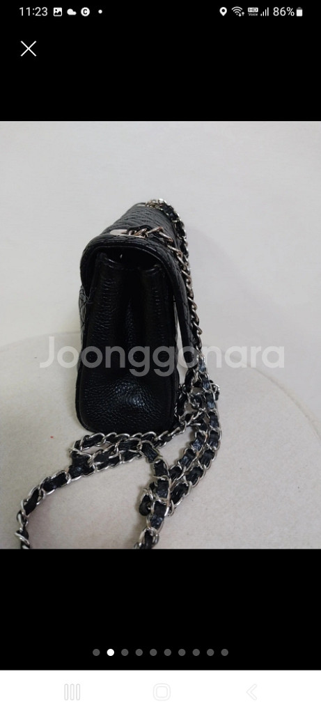 여성 러브캣 꽃장식 뉴퀼팅 미니 체인백 (블랙)--1
