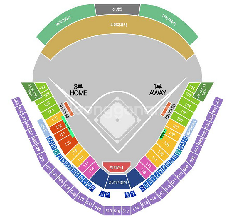 8월 2일 기아vs한화 1루 원정응원석(K8)자리좋음--0