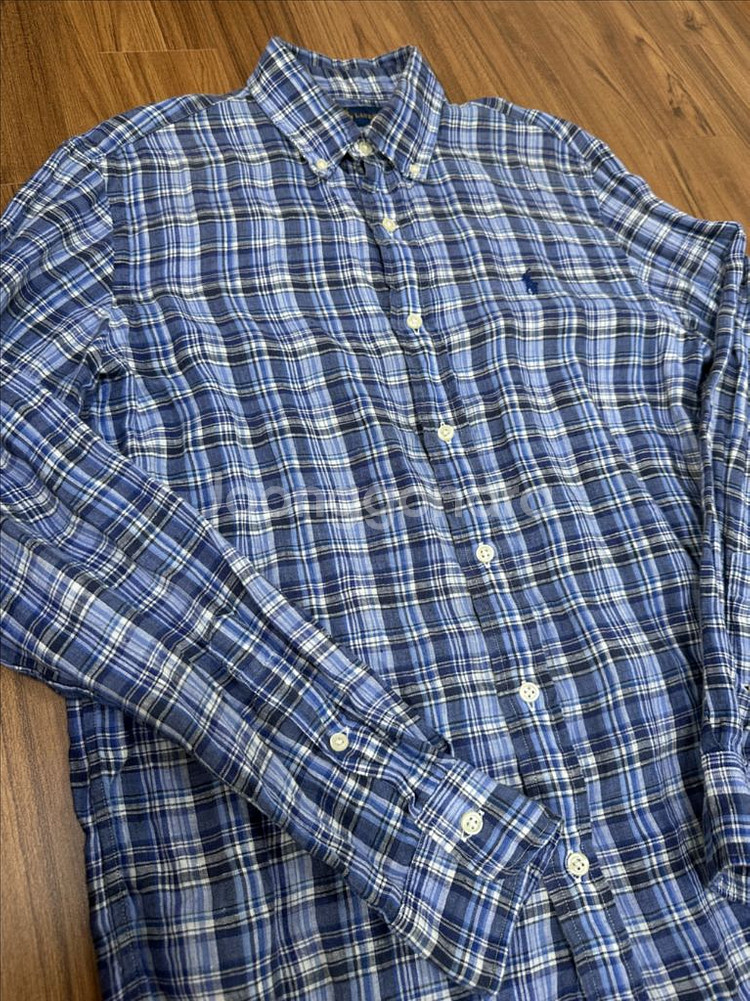 폴로 랄프로렌 린넨 체크셔츠 S(98)--3