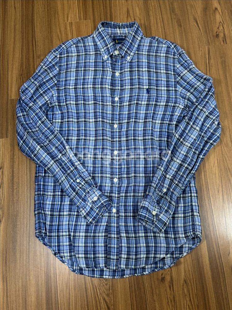 폴로 랄프로렌 린넨 체크셔츠 S(98)--0