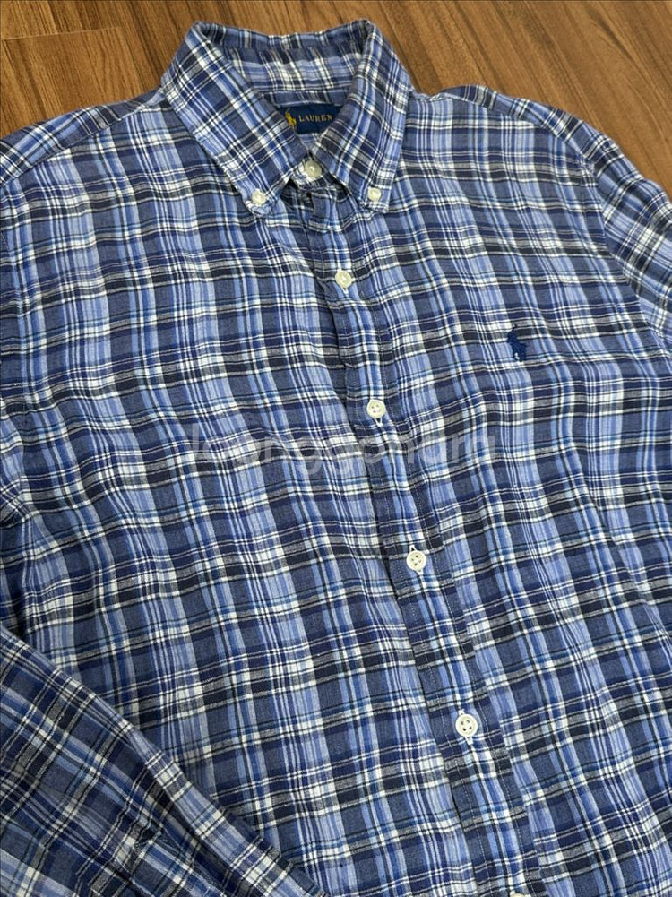 폴로 랄프로렌 린넨 체크셔츠 S(98)--1