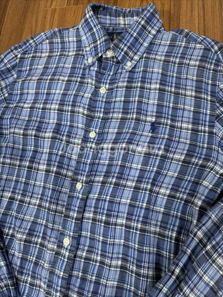 폴로 랄프로렌 린넨 체크셔츠 S(98)--4