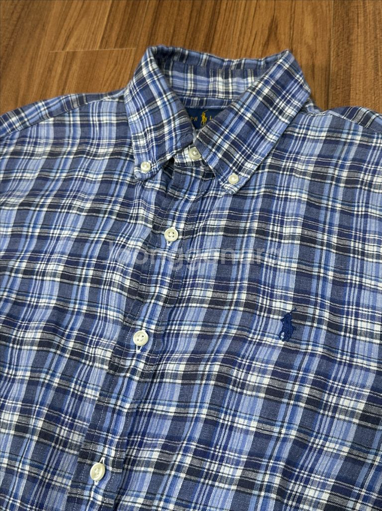폴로 랄프로렌 린넨 체크셔츠 S(98)--5