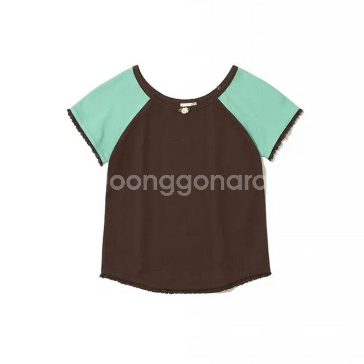 새상품 파르티멘토 우먼 플로럴 레이스 보트넥 티 브라운--1