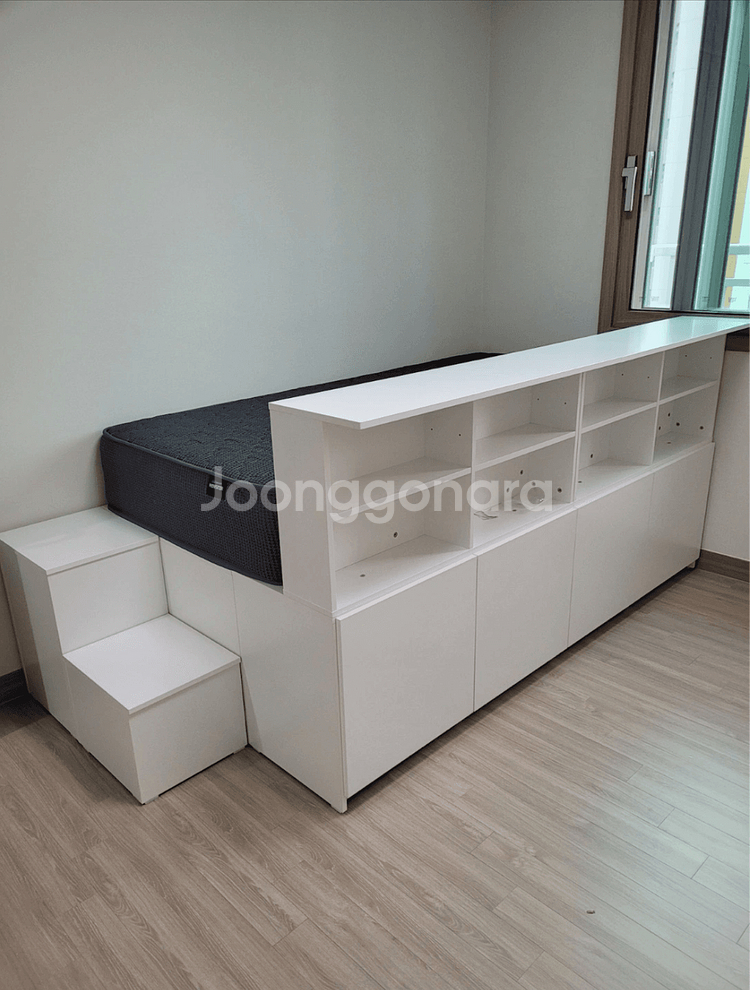 [새상품급] 필웰 무노 수납벙커침대프레임+계단 화이트--3