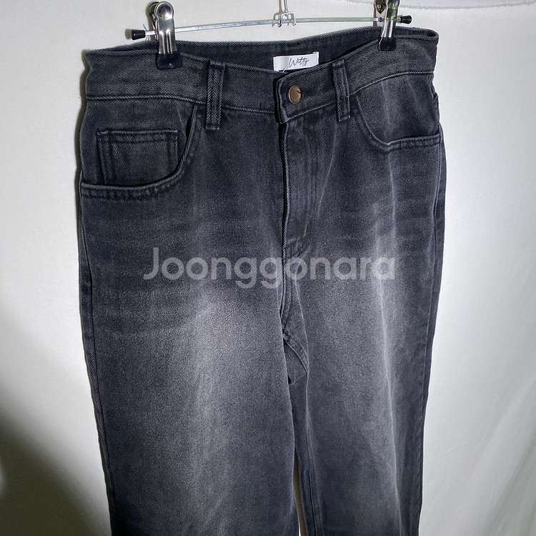 S)여성 흑청 와이드 스트레이트 데님 청바지--0