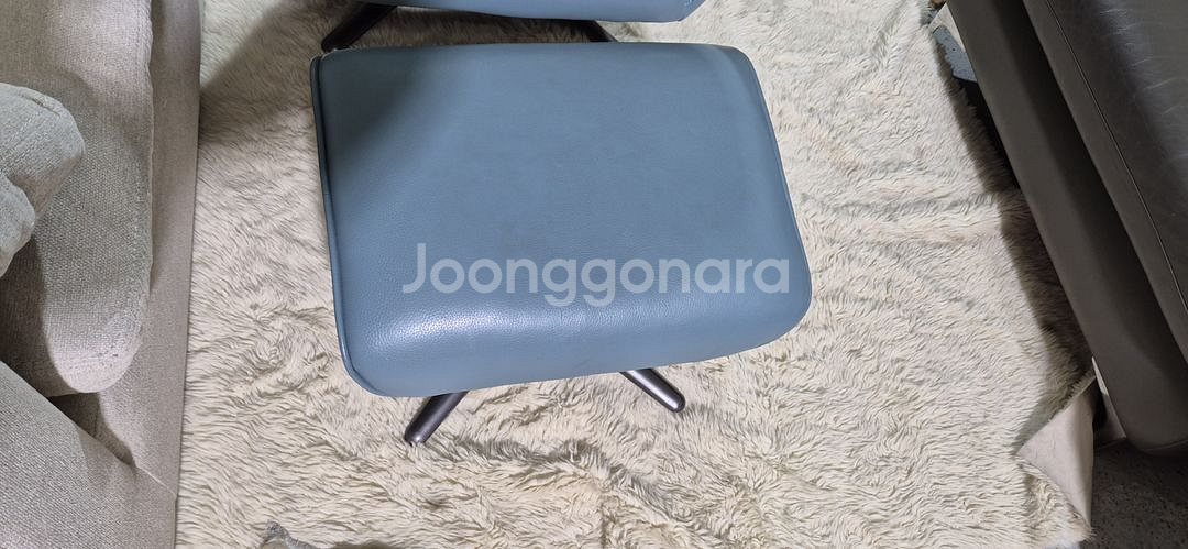 자코모 전체 천연가죽 1인 릴렉스 회전체어+스툴--6