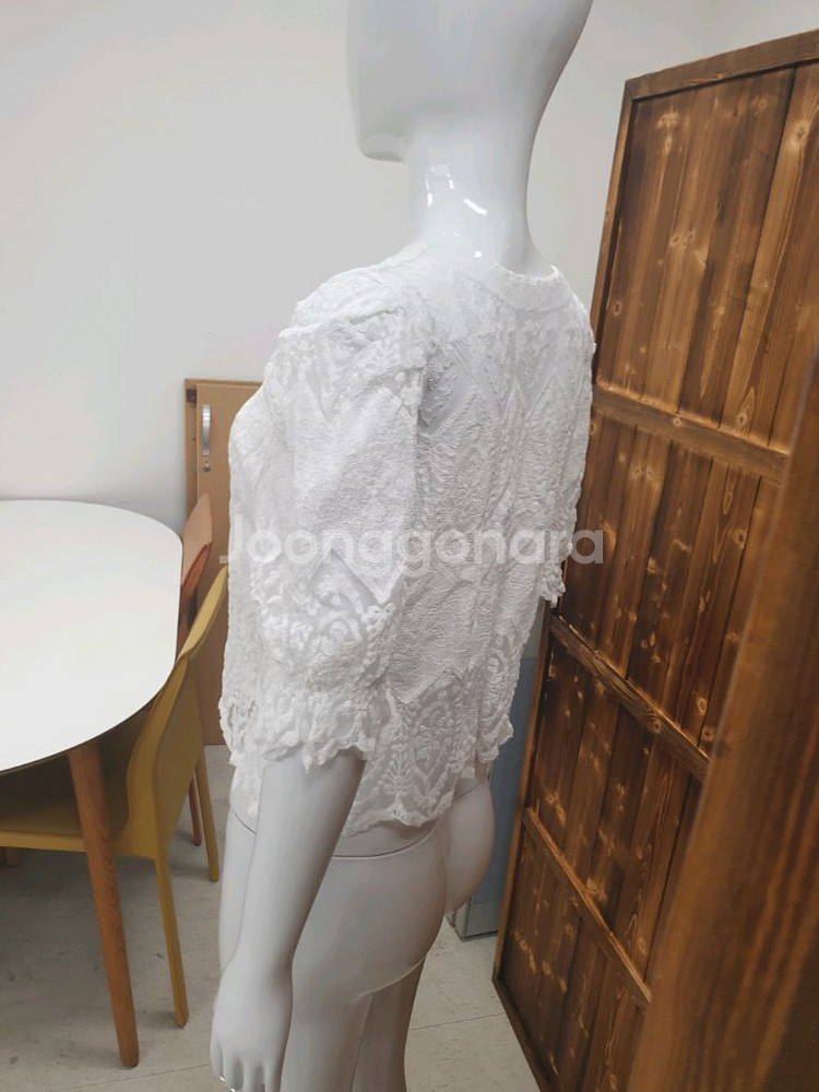 프렌치 빈티지 레이스 브이넥 블라우스 빅사이즈 펀칭3X--2
